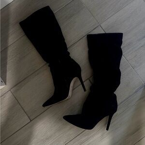 Jessica Simpson Suede Black Heeled Pointed Toe Boots